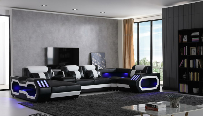 Mega grouss Wunnlandschaft - Beliichtungs System Sofa Polster Nei Canapé