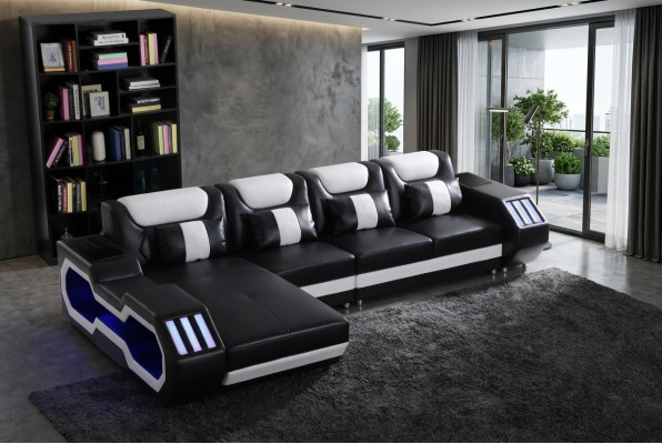 Entspanen Ecksofa L Form Form Sofa Couch Garnitur Beleuchtete Wunnlandschaft