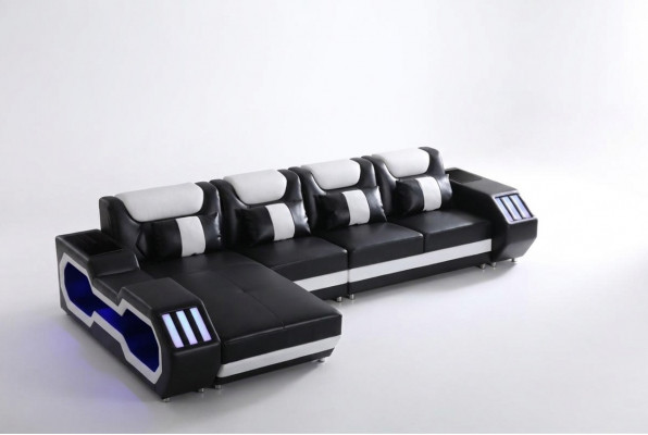 Entspanen Ecksofa L Form Form Sofa Couch Garnitur Beleuchtete Wunnlandschaft