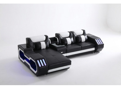 Sofa LED beliichte Ecksofa Wunnzëmmer Lieder Couch Sëtzpolster