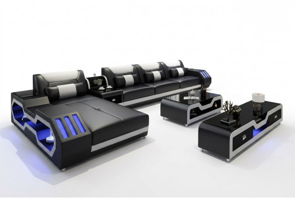 Lieder Design Sofa Canapé Couch Ecksofa Garnitur Wunnlandschaft Ecksofa