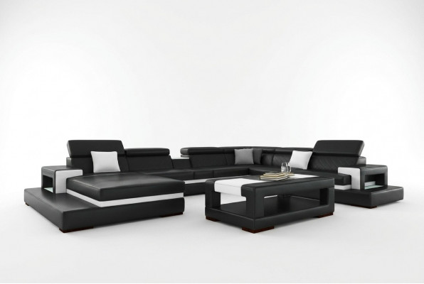 Schwaarze Ecksofa Wunnlanschaft Lieder Sofa Relax Funktioun Couchen Grouss