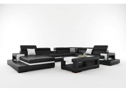 Schwaarze Ecksofa Wunnlanschaft Lieder Sofa Relax Funktioun Couchen Grouss