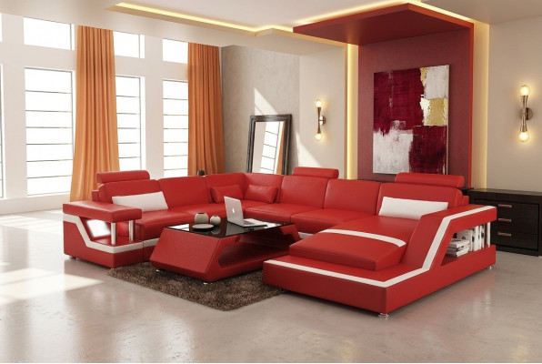 Rout Lederecksofa Grouss XXL U-Form Wunnlandschaft Sofa Canapé