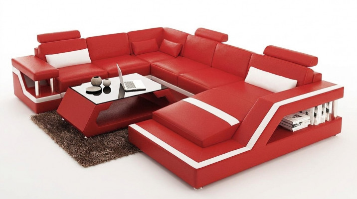 Rout Lederecksofa Grouss XXL U-Form Wunnlandschaft Sofa Canapé