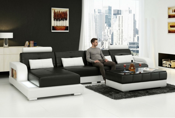 Eckcouch Sofa Couch Liedersez Ekksëtz Dekoratioun Gestofféiert Wunnlandschaft
