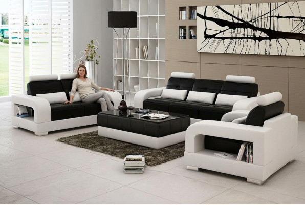 Ledersofa Couch Sofagarnitur 3+2 Garnitur Design Modern Sofa Sëtz Garnituren
