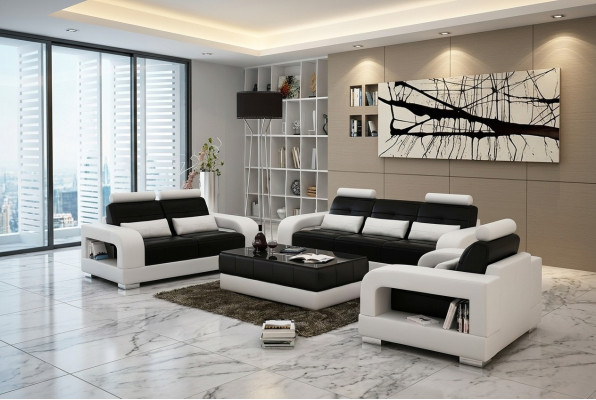 Ledersofa Couch Sofagarnitur 3+2 Garnitur Design Modern Sofa Sëtz Garnituren