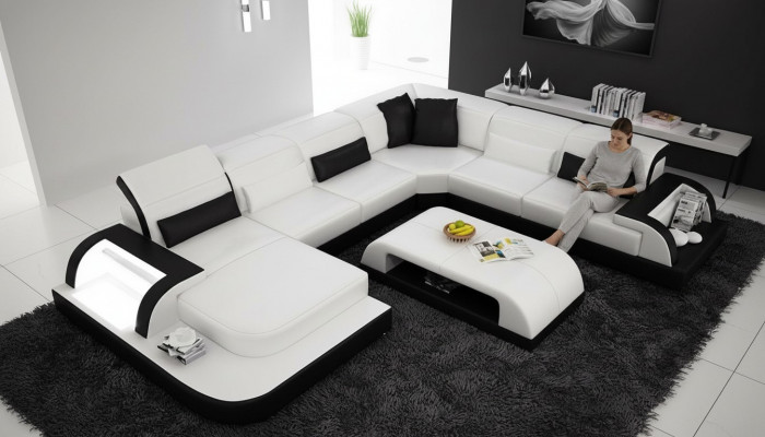Wunnlandschaft Extra Luxus Klass Ecksofa Couch - Eckgarnituren Ledersofa
