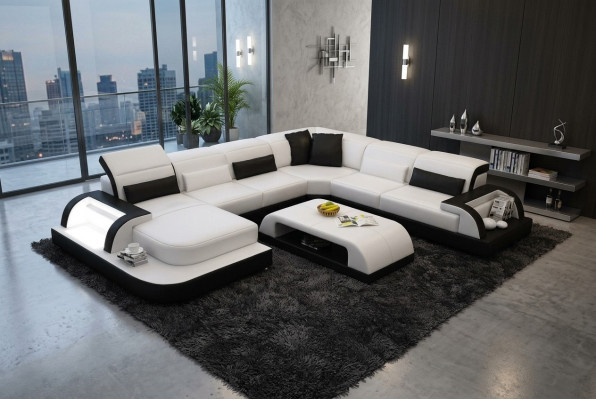 Wunnlandschaft Extra Luxus Klass Ecksofa Couch - Eckgarnituren Ledersofa