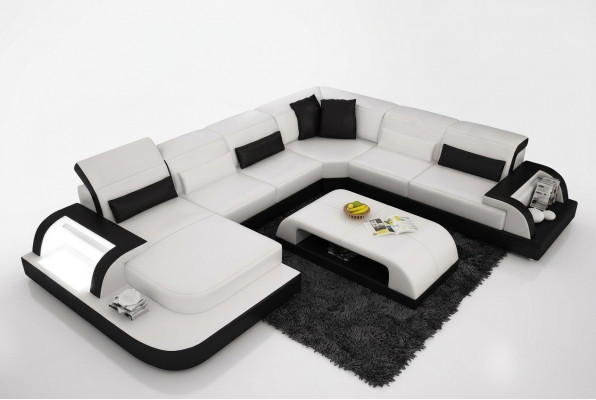 Wunnlandschaft Extra Luxus Klass Ecksofa Couch - Eckgarnituren Ledersofa