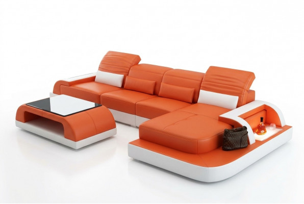 Ledersofa + Couchtisch Couch Wunnlandschaft Ecksofa Eck Garnitur Nei