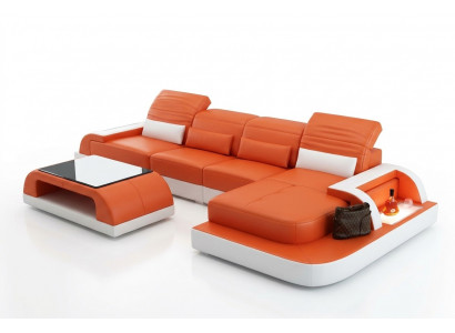 Ledersofa + Couchtisch Couch Wunnlandschaft Ecksofa Eck Garnitur Nei