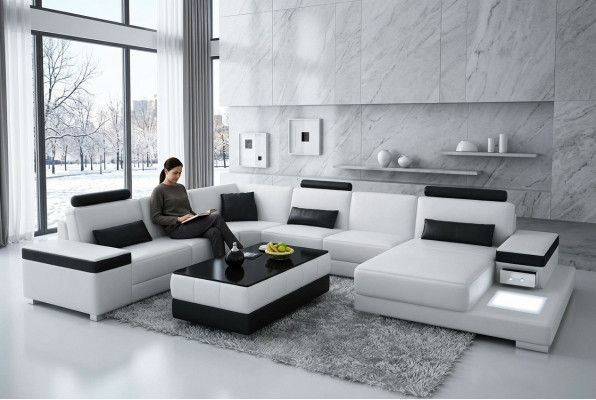 Liederdivan Designer Divan U Form Wunnlandschaft Canapé Polster Dekor Eckdivan