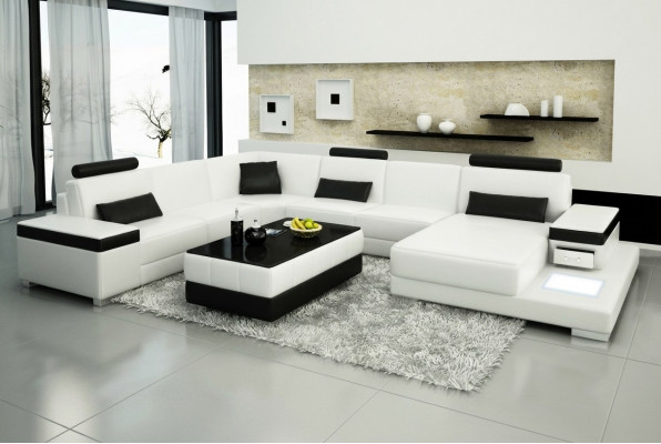 Liederdivan Designer Divan U Form Wunnlandschaft Canapé Polster Dekor Eckdivan