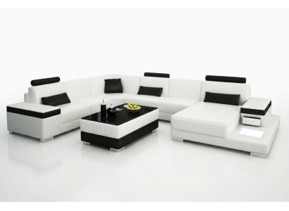 Liederdivan Designer Divan U Form Wunnlandschaft Canapé Polster Dekor Eckdivan