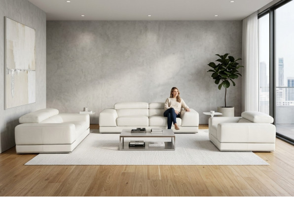 Ledercouch Wunnlandschaft 3+2 Sëtz Garnitur Design Modern Couch Garnituren Nei