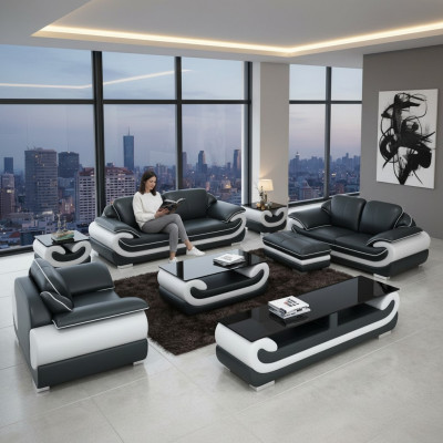 Sofagarnitur 3+2+1 Sëtz + Hocker Set Garnitur Polstersofa Canapé