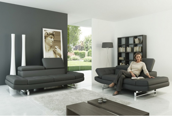 Ledersofa Garnituren Wunnlandschaft 3+2 Sëtzer Garnitur Design Modern