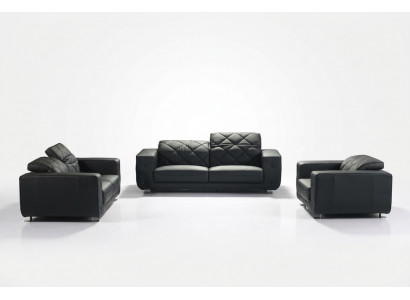 Ledersofa Wunnlandschaft 3+2 Sëtzer Garnitur Design Modern Sofa Lieder