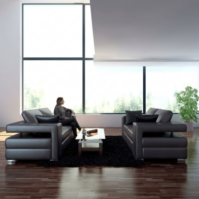Ledercouch Wunnlandschaft 3+2 Sëtzer Garnitur Design Modern Sofa Canapé