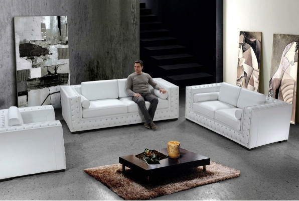 Ledersofa Couch Wohnlandschaft 3+2+1 Sëtzer Sofa Garnitur Design Dekor Nei
