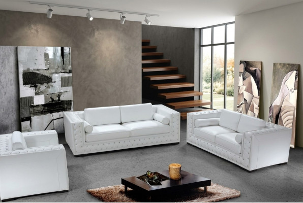 Ledersofa Couch Wohnlandschaft 3+2+1 Sëtzer Sofa Garnitur Design Dekor Nei