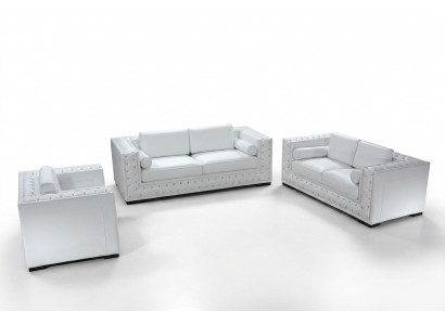 Ledersofa Couch Wohnlandschaft 3+2+1 Sëtzer Sofa Garnitur Design Dekor Nei