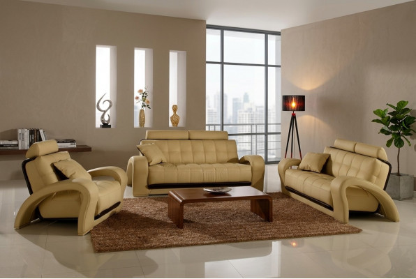 Ledersofa Wunnlandschaft 3+2 Sëtzer Garnitur Design Modern Sofa Ledergarnitur