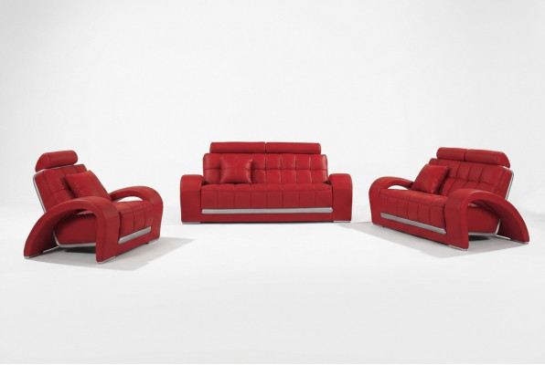 Ledersofa Canapé Wunnlandschaft 3+1+1 Sëtzer Garnitur Sofa Sofagarnitur