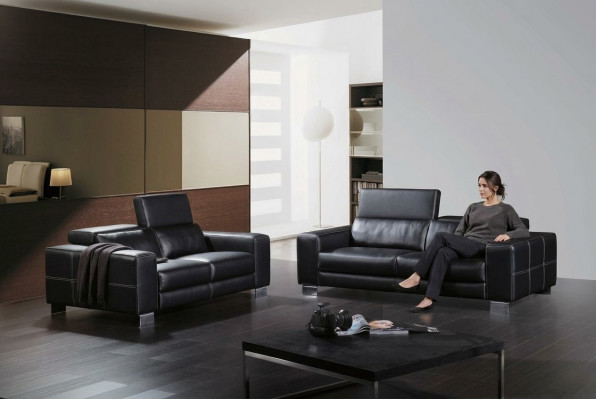 Ledercouch Couch Wunnlandschaft 3+2 Sëtz Garnitur Deko Design Modern Sofa