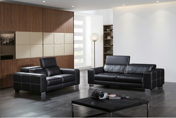 Ledercouch Couch Wunnlandschaft 3+2 Sëtz Garnitur Deko Design Modern Sofa