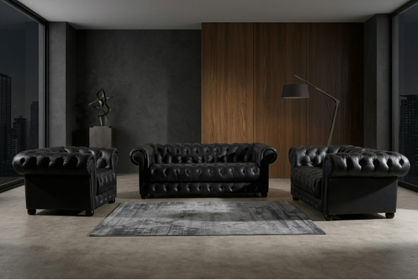 Ledersofa Sëtzpolster Garnitur Chesterfield Stull Design Sofa Canapé Garnitur