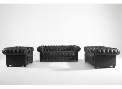 Ledersofa Sëtzpolster Garnitur Chesterfield Stull Design Sofa Canapé Garnitur