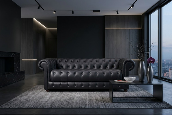Chesterfield Sofa Couch Polster Designer 3 Sëtzer Garnitur Sofas Neit