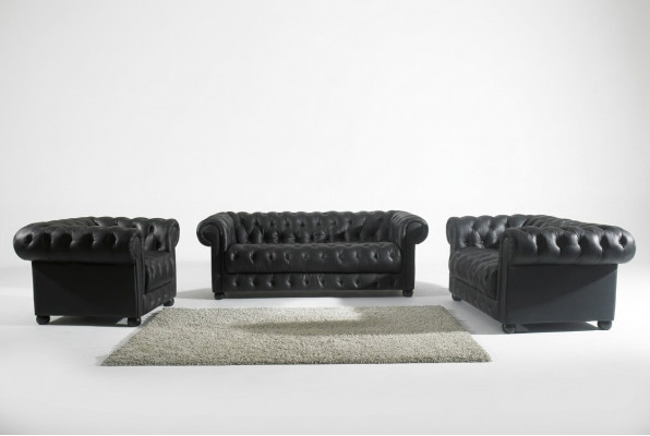 Chesterfield Sofa 2 Sëtzer Polster Design Canapé Sofa Garnitur NEI