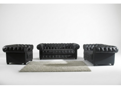 Chesterfield Sofa 2 Sëtzer Polster Design Canapé Sofa Garnitur NEI