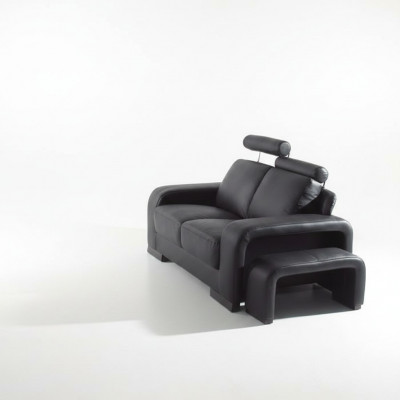 Zweisëtzer 2-Sëtzer Sofa Canapé Polster Canapéë Sofasen mat Hocker Garnitur