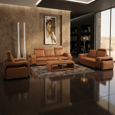 Ledersofa Sofagarnitur 3+2+1 Plaz Deko Set Garnitur Polstersofa Canapé