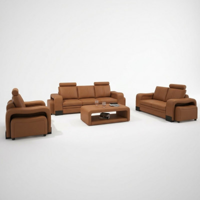 Ledersofa Sofagarnitur 3+2+1 Plaz Deko Set Garnitur Polstersofa Canapé
