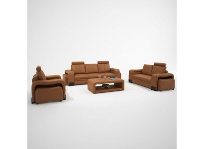 Ledersofa Sofagarnitur 3+2+1 Plaz Deko Set Garnitur Polstersofa Canapé