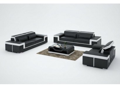 Ledercouch Couch Wunnlandschaft 3+2+1 Sëtz Garnitur Design Modern Sofa