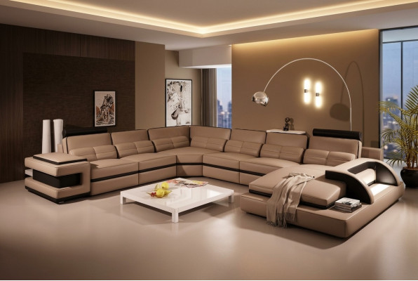 Designer Wohnlantschaft U-Form Couch Ecksofa Polster Garnitur Eckgarnitur Sofa