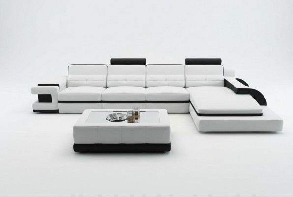 Ecksofa L-Form Sofa Canapé Design Geri Polster Lieder Modern Beliichtete
