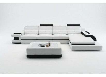 Ecksofa L-Form Sofa Canapé Design Geri Polster Lieder Modern Beliichtete