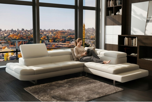 Modern Ledersofa Ecksofa L Form Polster Designer Ecksëtztgrupp