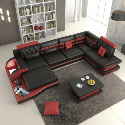 Ecksofa Ledersofa Grouss XXL U Form Wunnlandschaft Sofa Canapé Garnitur