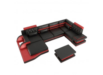Ecksofa Ledersofa Grouss XXL U Form Wunnlandschaft Sofa Canapé Garnitur