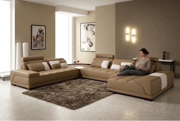 Canapé Ecksofa Ledercanapé Polster Wunnlandschaft Canapé Eckgarnissong U-Form