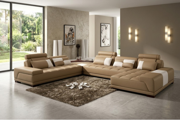 Canapé Ecksofa Ledercanapé Polster Wunnlandschaft Canapé Eckgarnissong U-Form